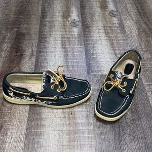 Sperry top sider Black with Leopard print shoes